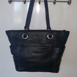 Black leather shoulder bag